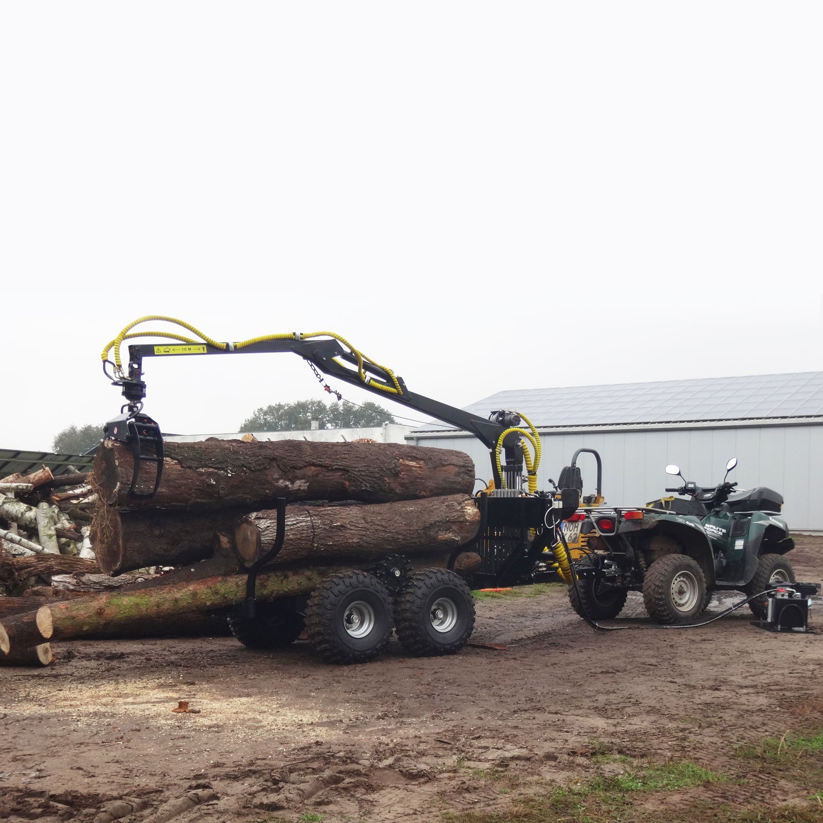 Holzrückewagen Jansen HRW-15, Holzanhänger mit Ladekran