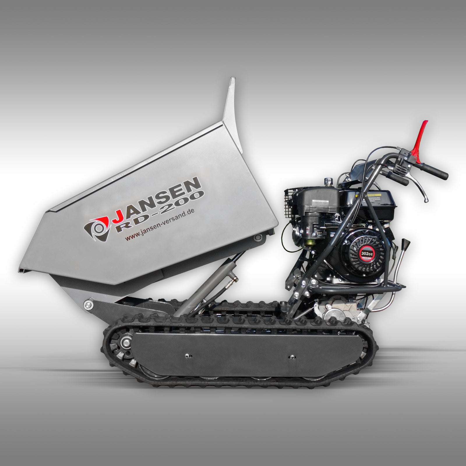 Raupendumper Jansen RD-200, hydraulische Mulde, 9 PS Benzinmotor